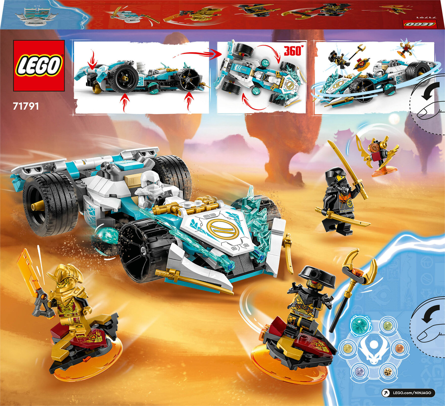 Конструктор LEGO NINJAGO Суперсила дракона Зейна автомобіль для перегонів спін-джитсу (71791)