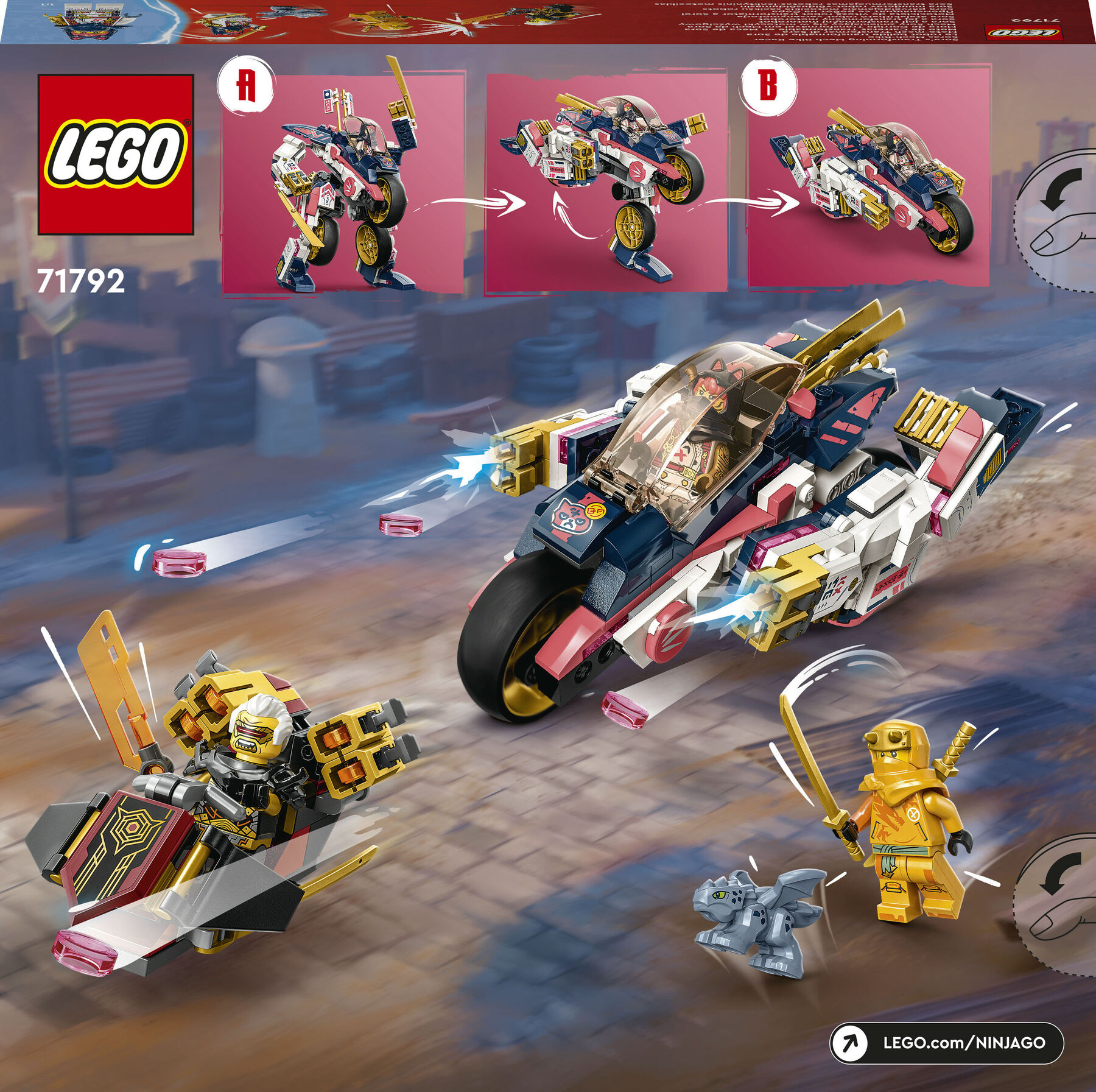 Конструктор LEGO NINJAGO Перегоновий робобайк-трансформер Сори (71792)
