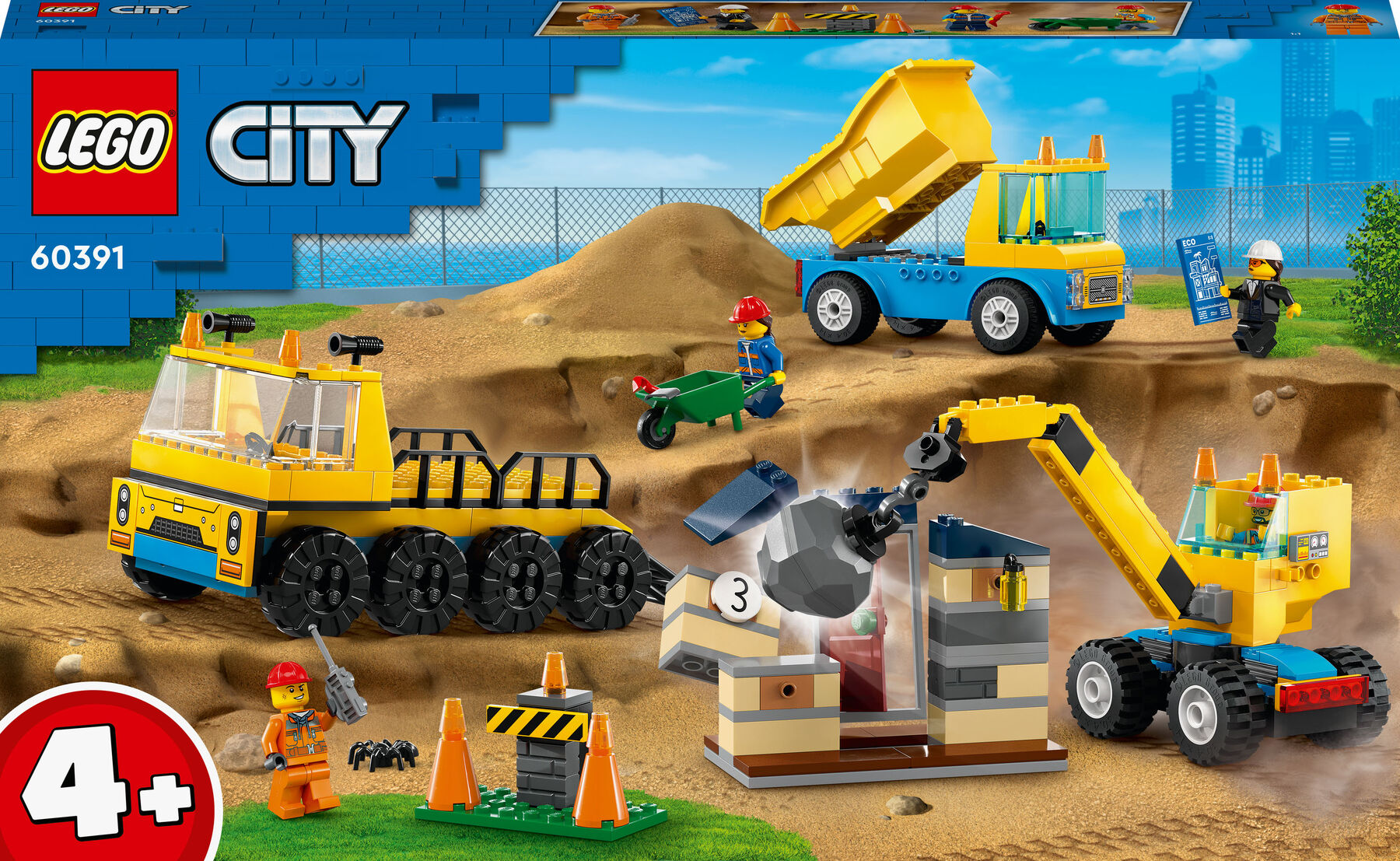 Конструктор LEGO City Будівельна вантажівка й кулястий кран-таран (60391)