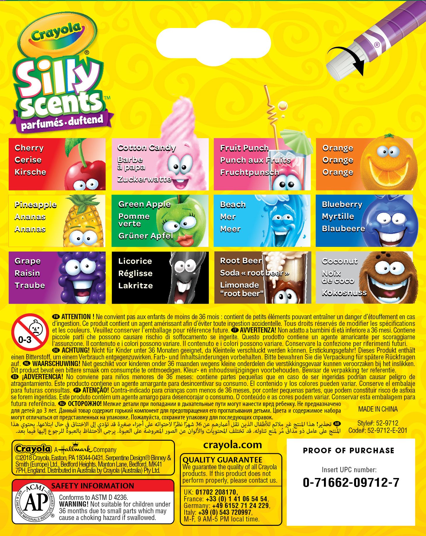 Набір воскової крейди ​Crayola Silly Scents Твіст 12 кольорів (52-9712)