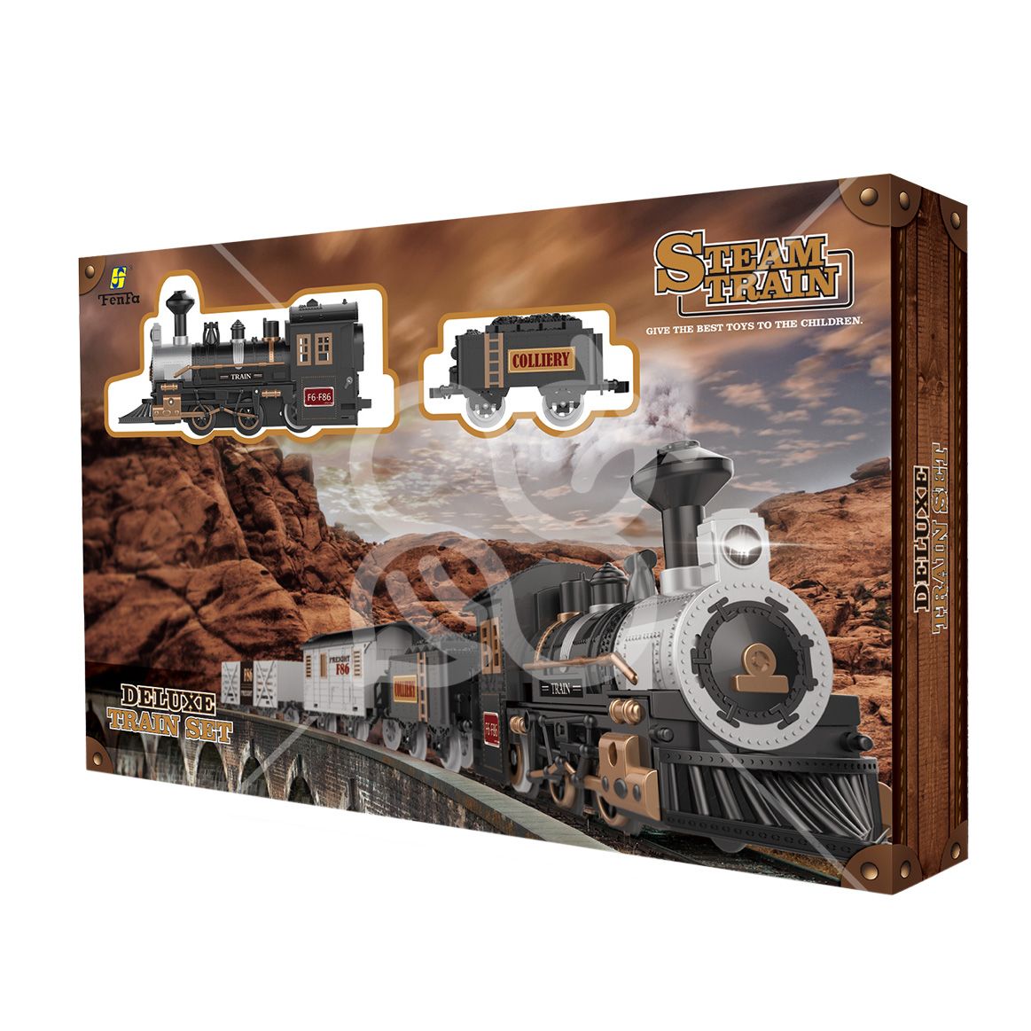 ​Ігровий набір Fenfa Steam train локомотив і 3 вагони (1603A-2A)