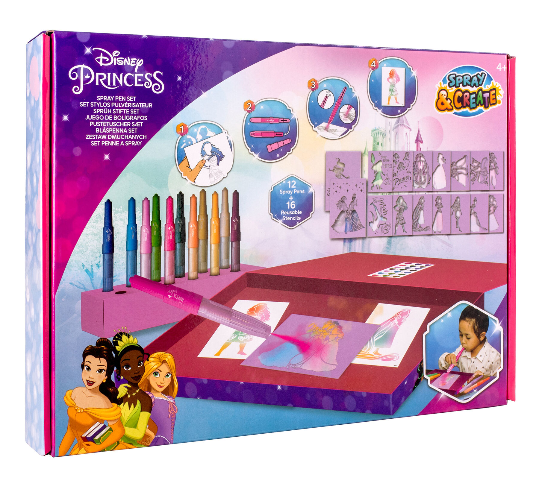 Набір спрей-ручок Disney Princess Делюкс з трафаретами (DP22368)