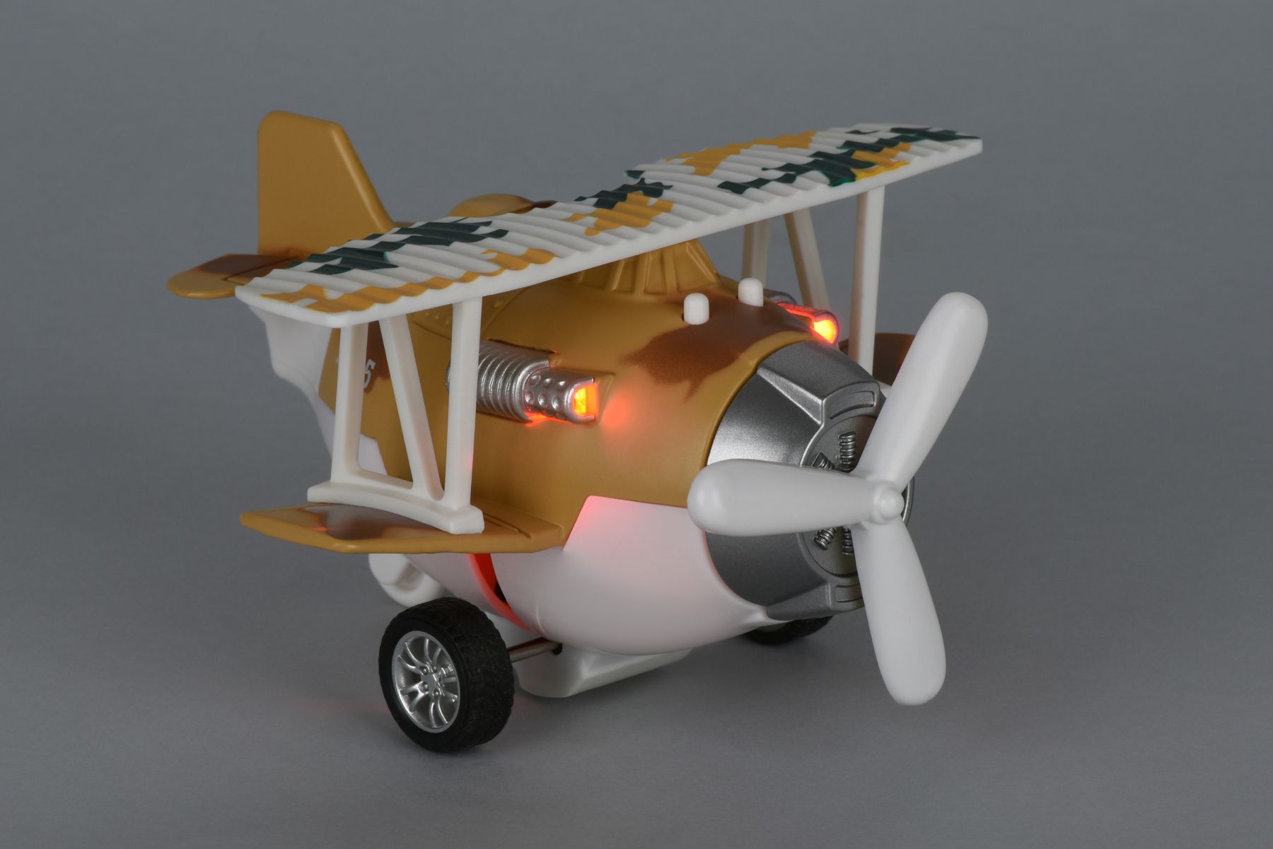 Літак металевий інерційний Aircraft світло, музика, коричневий
