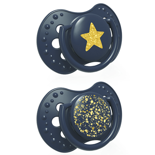 LOVI Пустушка силіконова динамічна 3-6 м-ців 2 шт. Stardust - синя