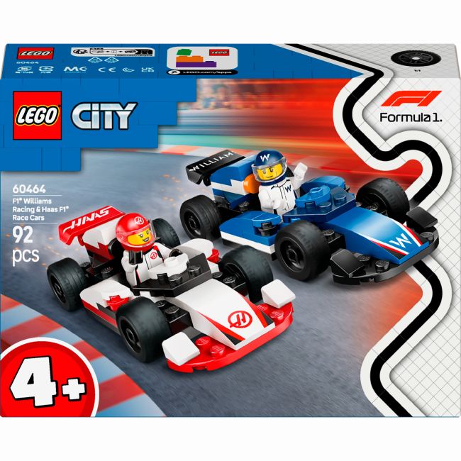 Конструктор LEGO City Автомобілі для перегонів F1 команд Williams Racing та Haas F1 (60464)