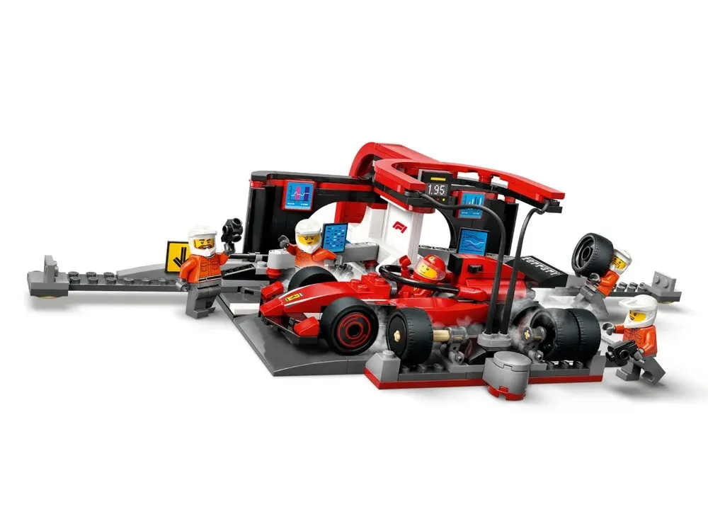 Конструктор LEGO City Піт-стоп і піт-екіпаж F1 з болідом Ferrari (60443)