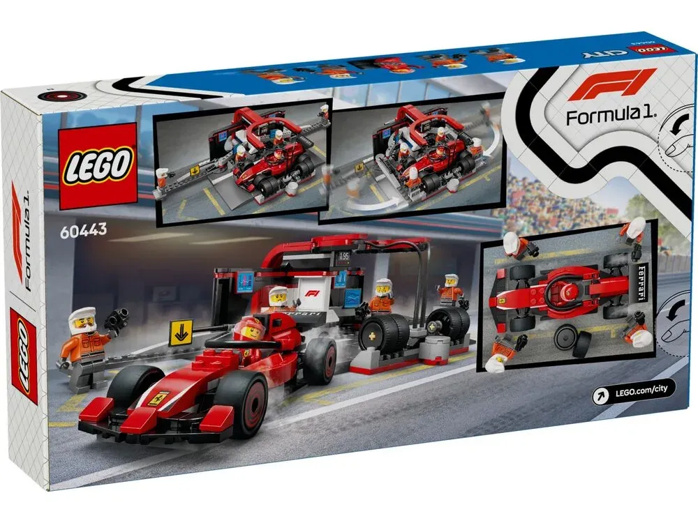 Конструктор LEGO City Піт-стоп і піт-екіпаж F1 з болідом Ferrari (60443)