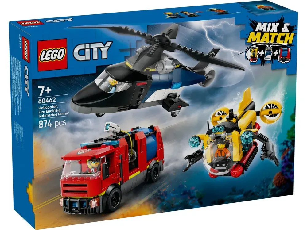Конструктор LEGO City Ремікс вертольотів, пожежних машин і підводних човнів (60462)