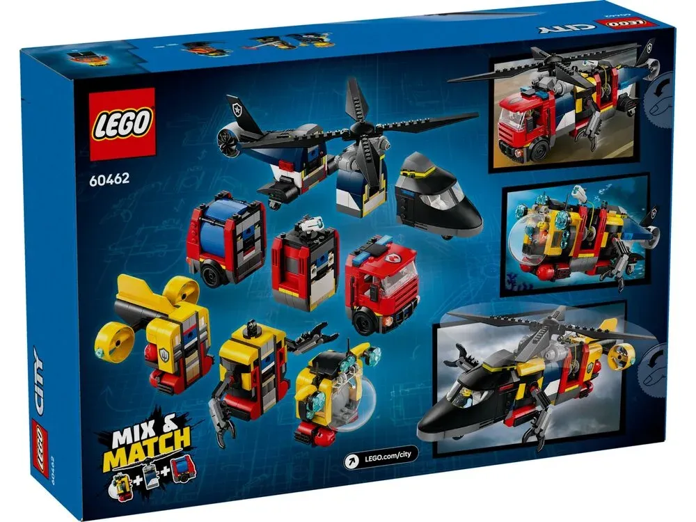 Конструктор LEGO City Ремікс вертольотів, пожежних машин і підводних човнів (60462)