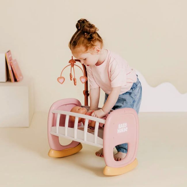 Колиска Smoby Бебi Ньорс Терракотова пудра з мобілем (7600220390)