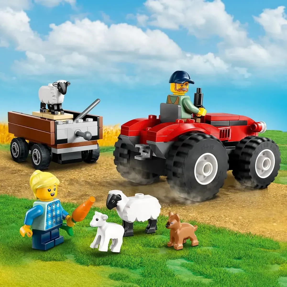 Конструктор LEGO City Червоний фермерський трактор із причепом і вівцями (60461)