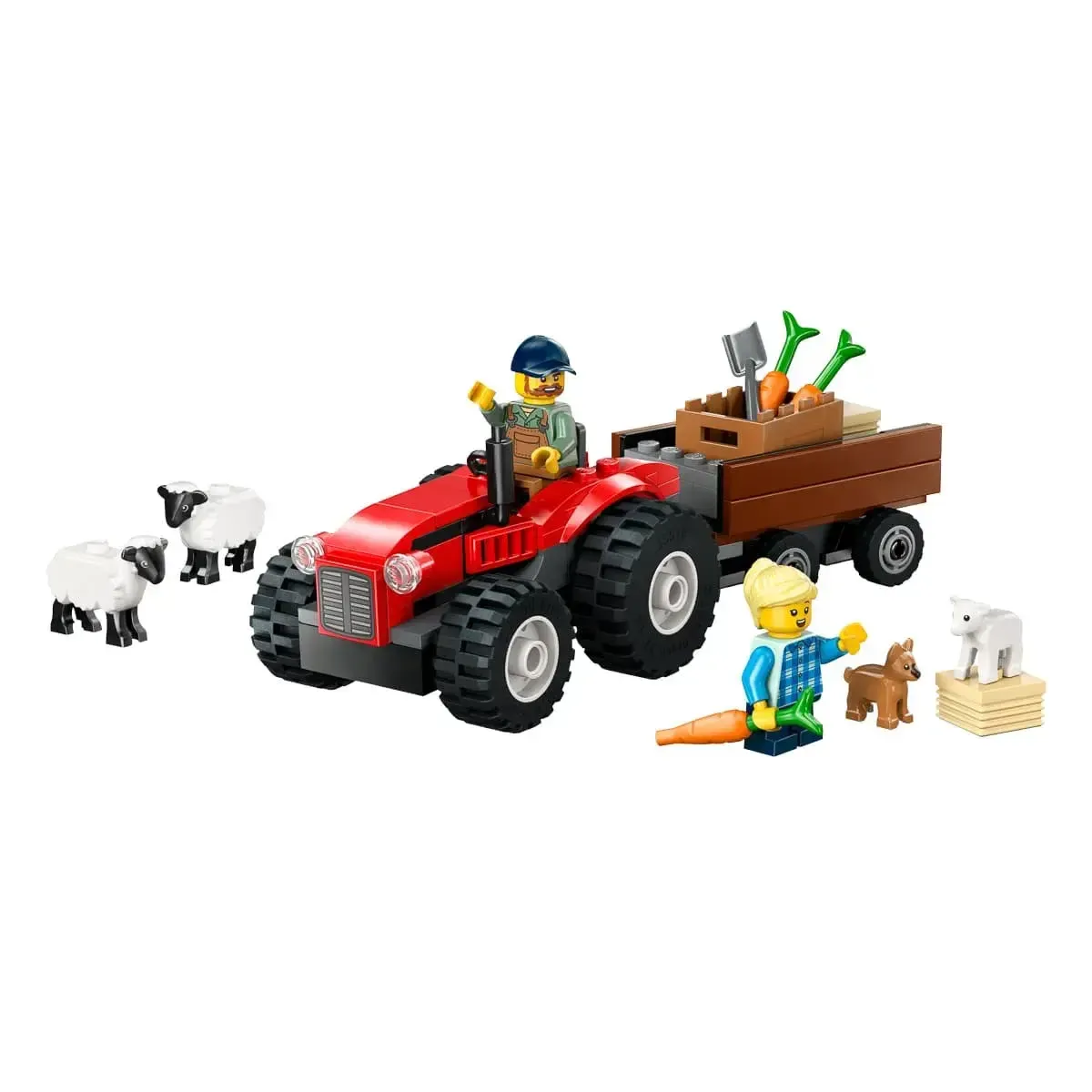 Конструктор LEGO City Червоний фермерський трактор із причепом і вівцями (60461)