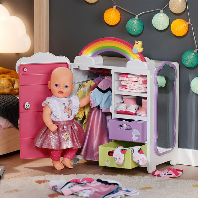 Ігровий набір BABY BORN - ГАРДЕРОБ З ВЕСЕЛКОЮ ТА КАЧЕЧКОЮ (світло, звук)
