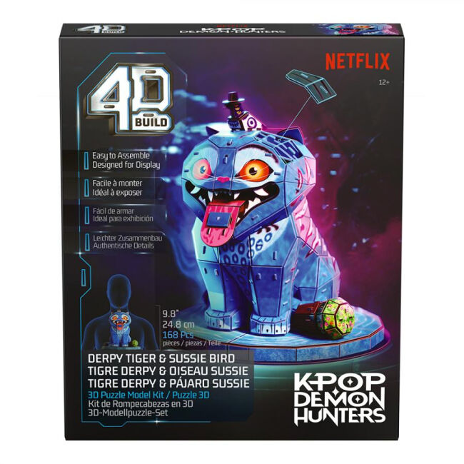 4D Build: Пазл для створення 3D-моделі «Кейпоп-мисливиці на демонів: тигр Дерпі та сорока Сюзі» (168 деталей)