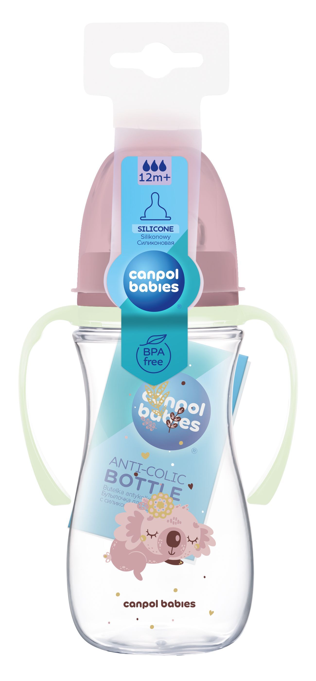 Canpol babies Пляшка антиколікова з широким отвором 300 мл Easystart Sleepy Koala - рожева