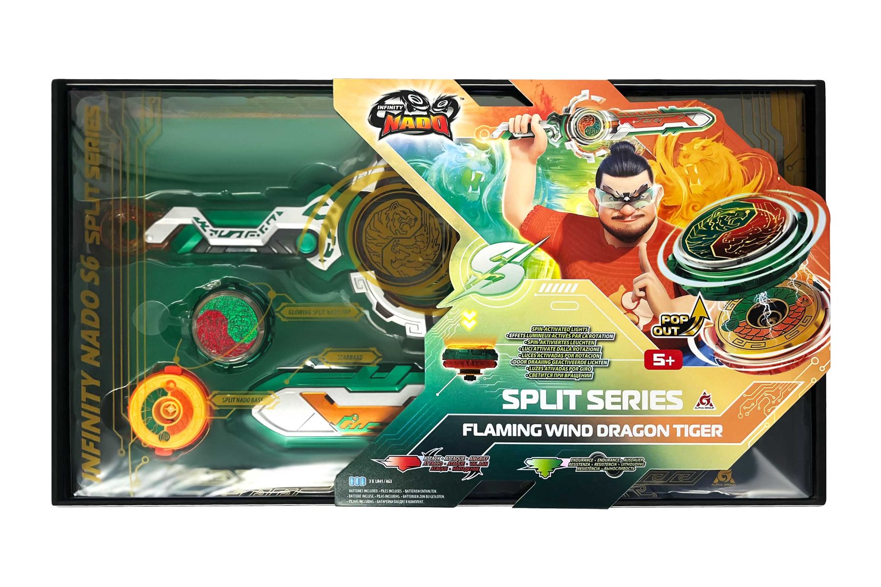 Дзиґа VI серія Split Series Flaming Wind Dragon Tiger Палаючий Вітер Дракон Тигр