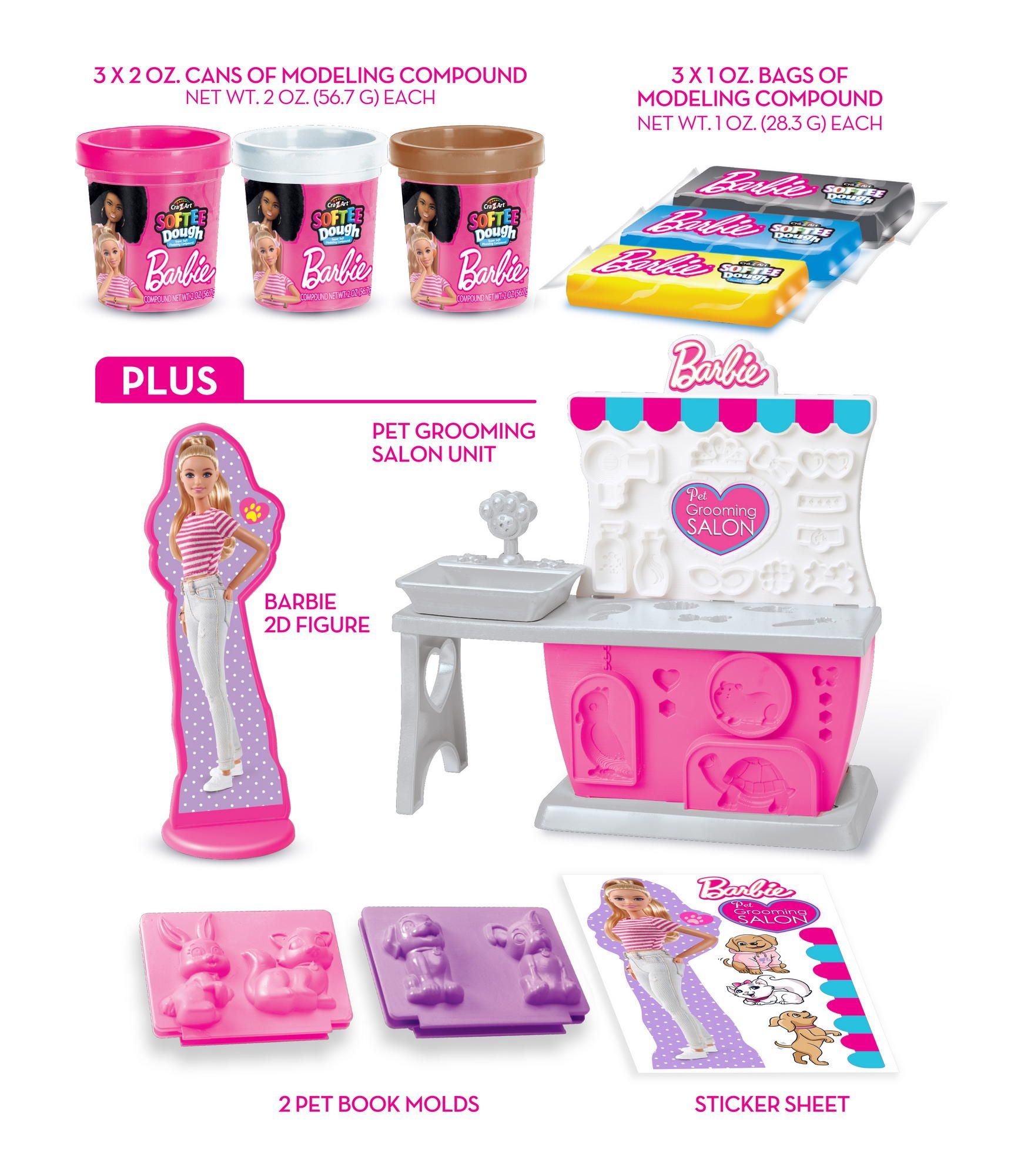 Набір тіста для ліплення Cra-Z-Art Barbie Зоомагазин з формами 10 одиниць (34041CRA)