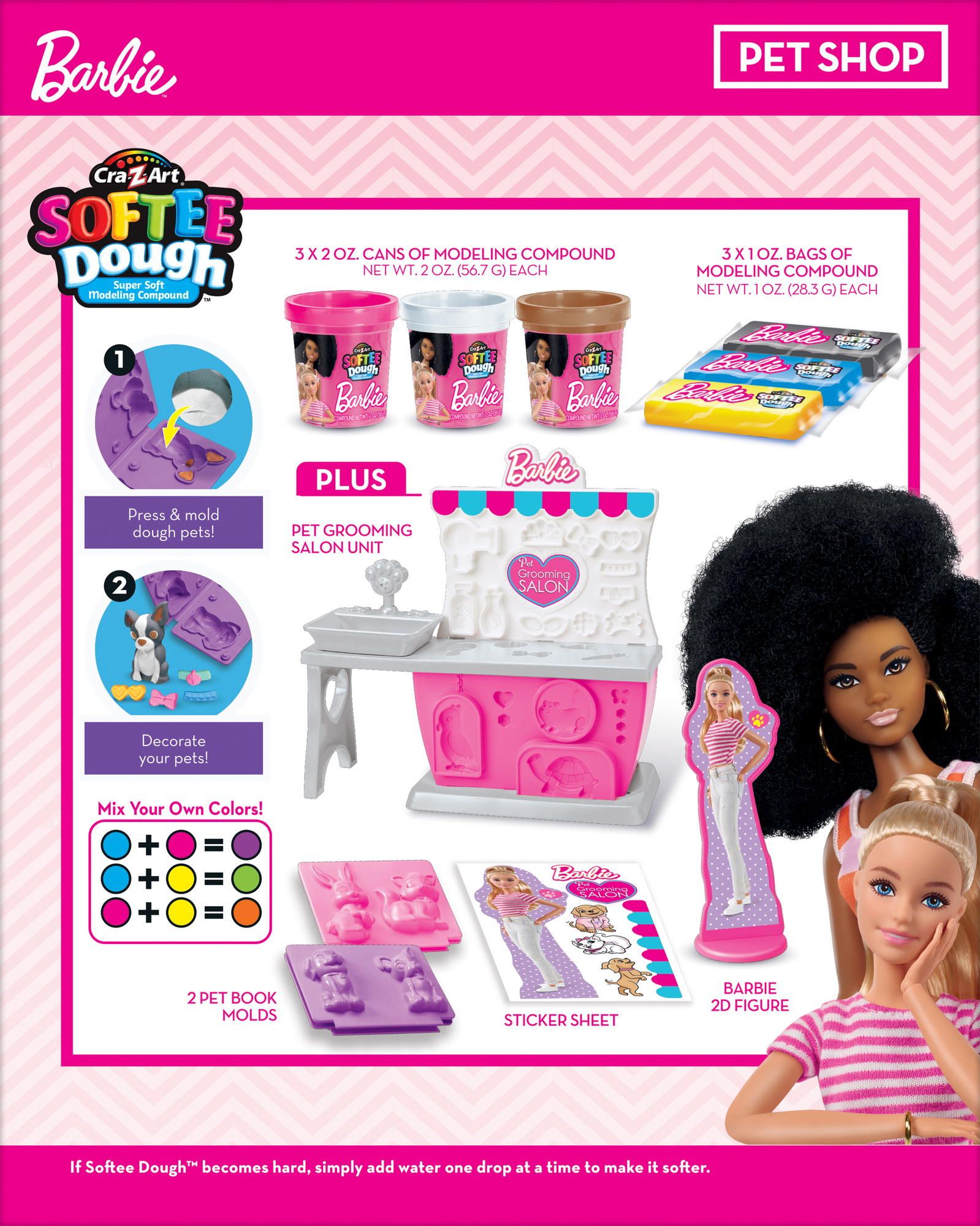 Набір тіста для ліплення Cra-Z-Art Barbie Зоомагазин з формами 10 одиниць (34041CRA)