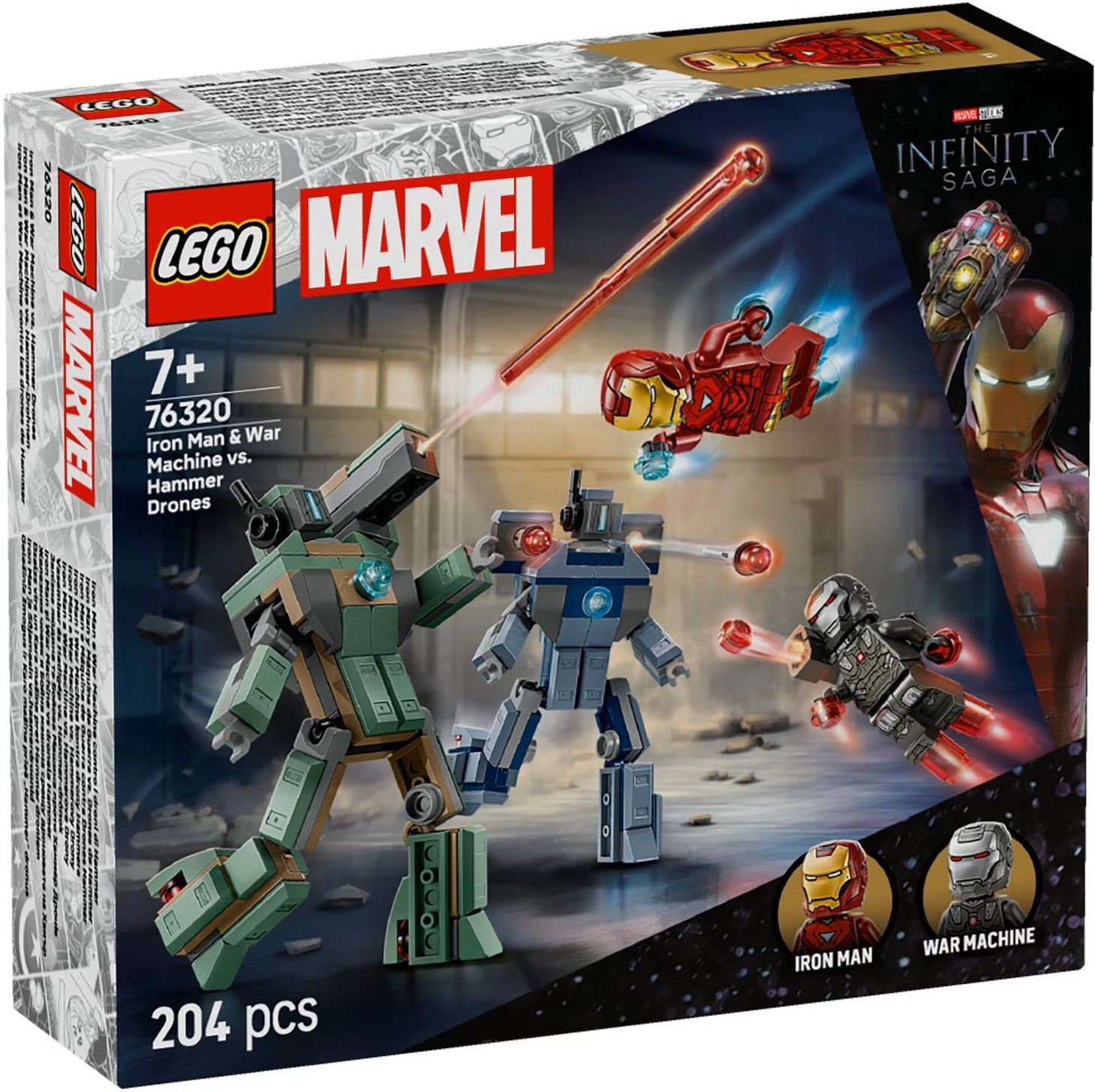 Конструктор LEGO Marvel Залізна людина та Бойова Машина проти Хаммер Дронів (76320)