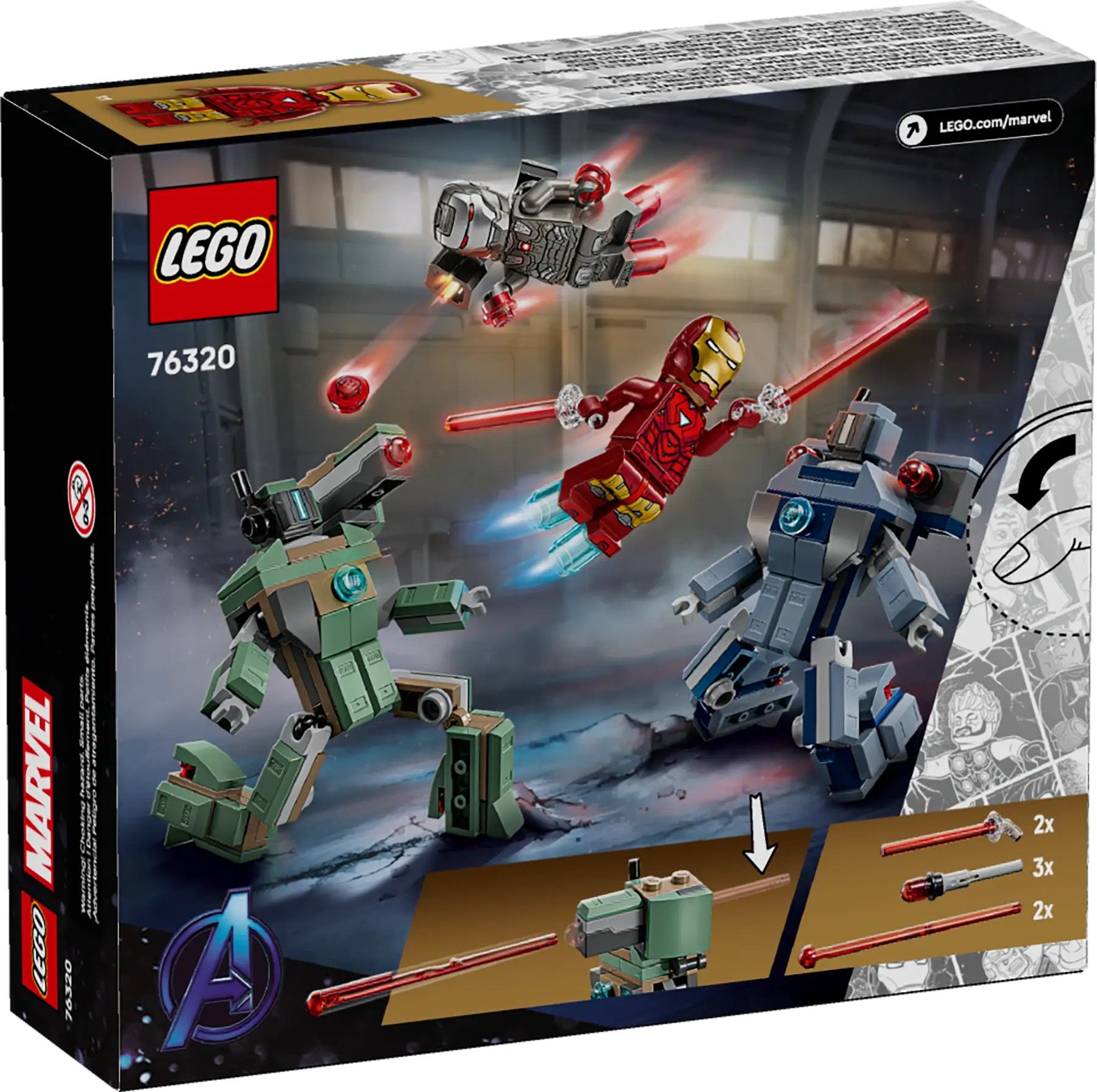 Конструктор LEGO Marvel Залізна людина та Бойова Машина проти Хаммер Дронів (76320)