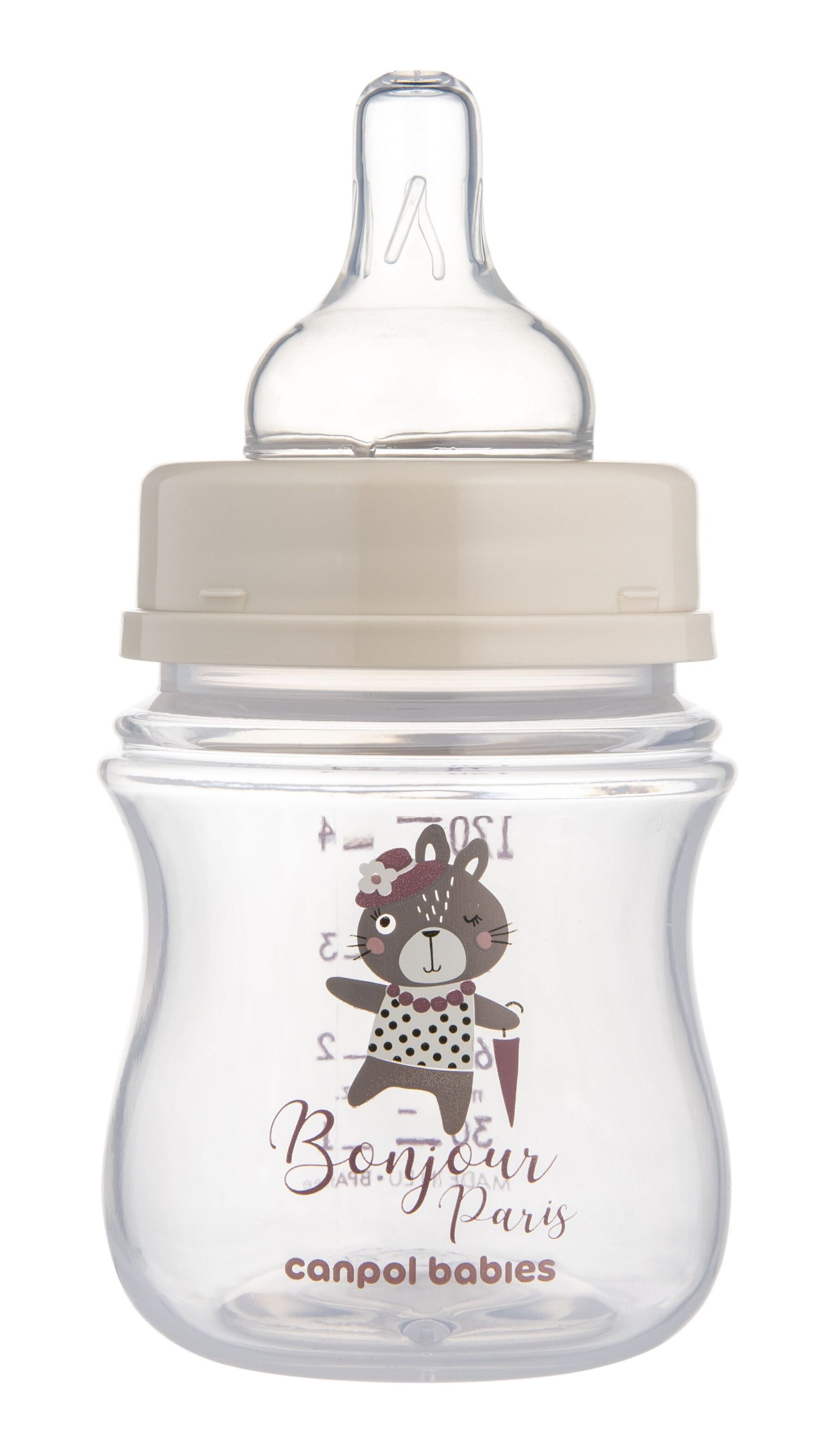 Canpol babies Пляшка антиколікова з широким отвором 120 мл PP Easystart Bonjour Paris рожева