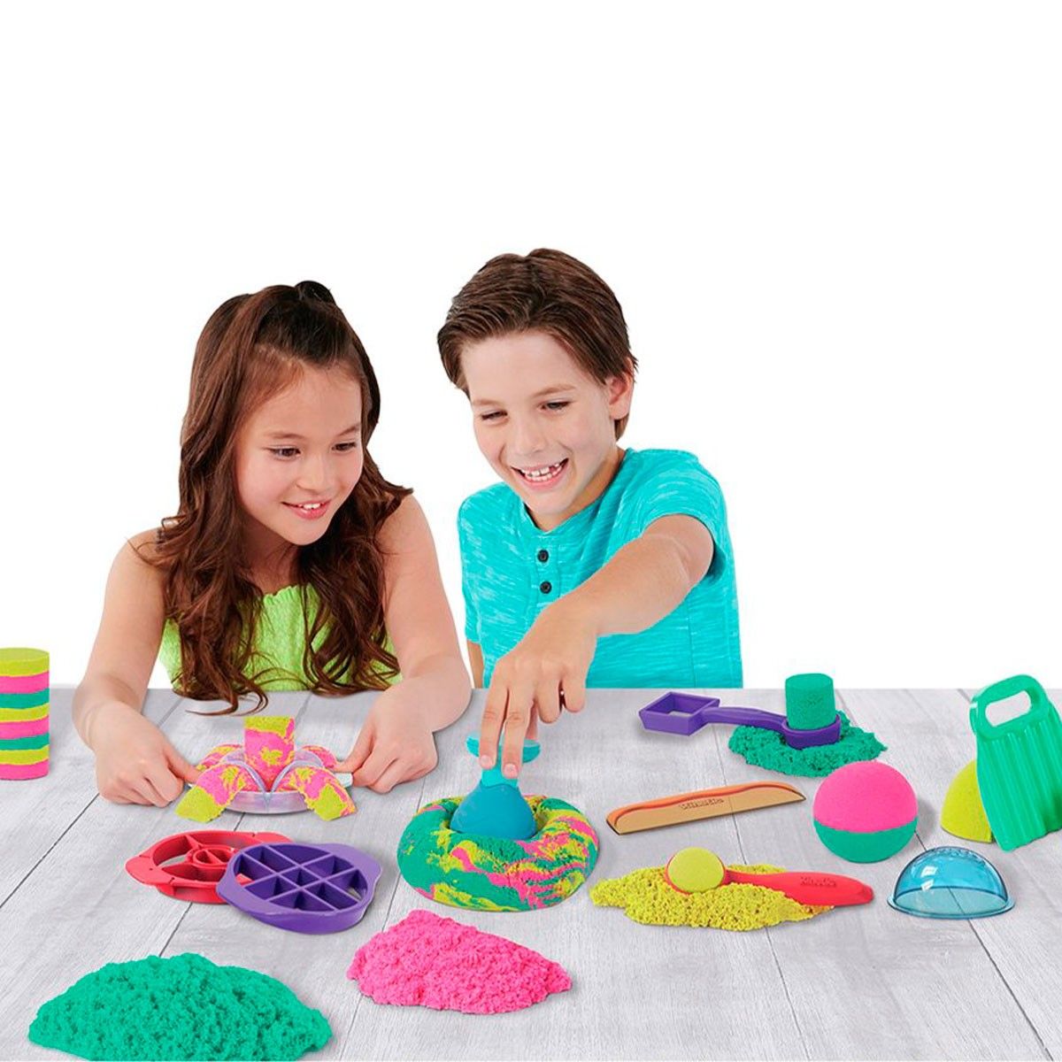 Набір піску для дитячої творчості - KINETIC SAND КОЛЬОРОВІ ПРИГОДИ (3 кольори, 907 g, аксес.)