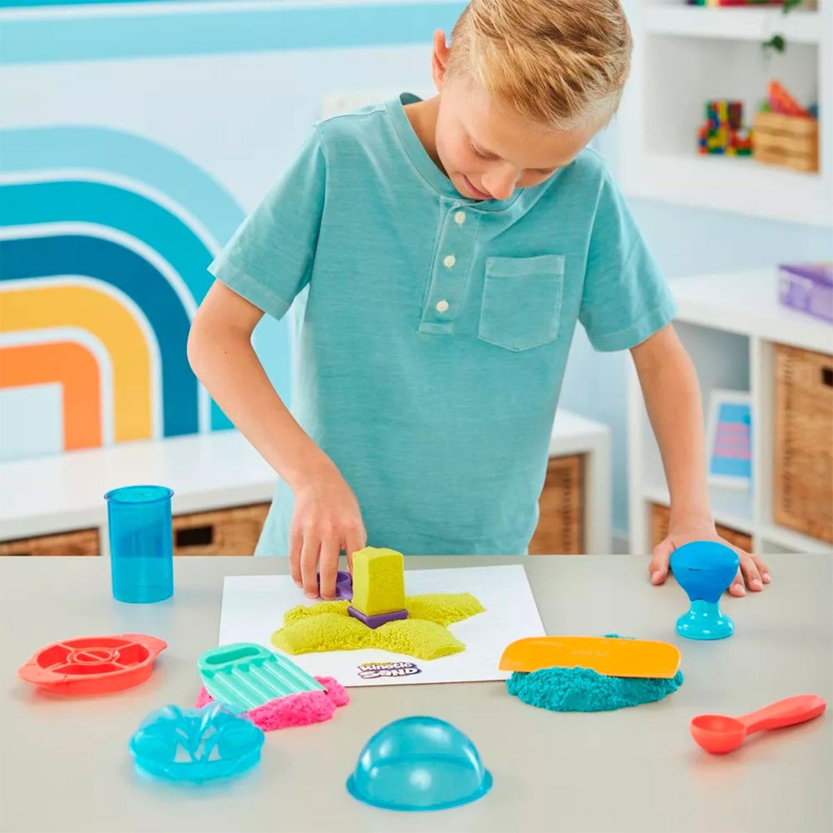 Набір піску для дитячої творчості - KINETIC SAND КОЛЬОРОВІ ПРИГОДИ (3 кольори, 907 g, аксес.)