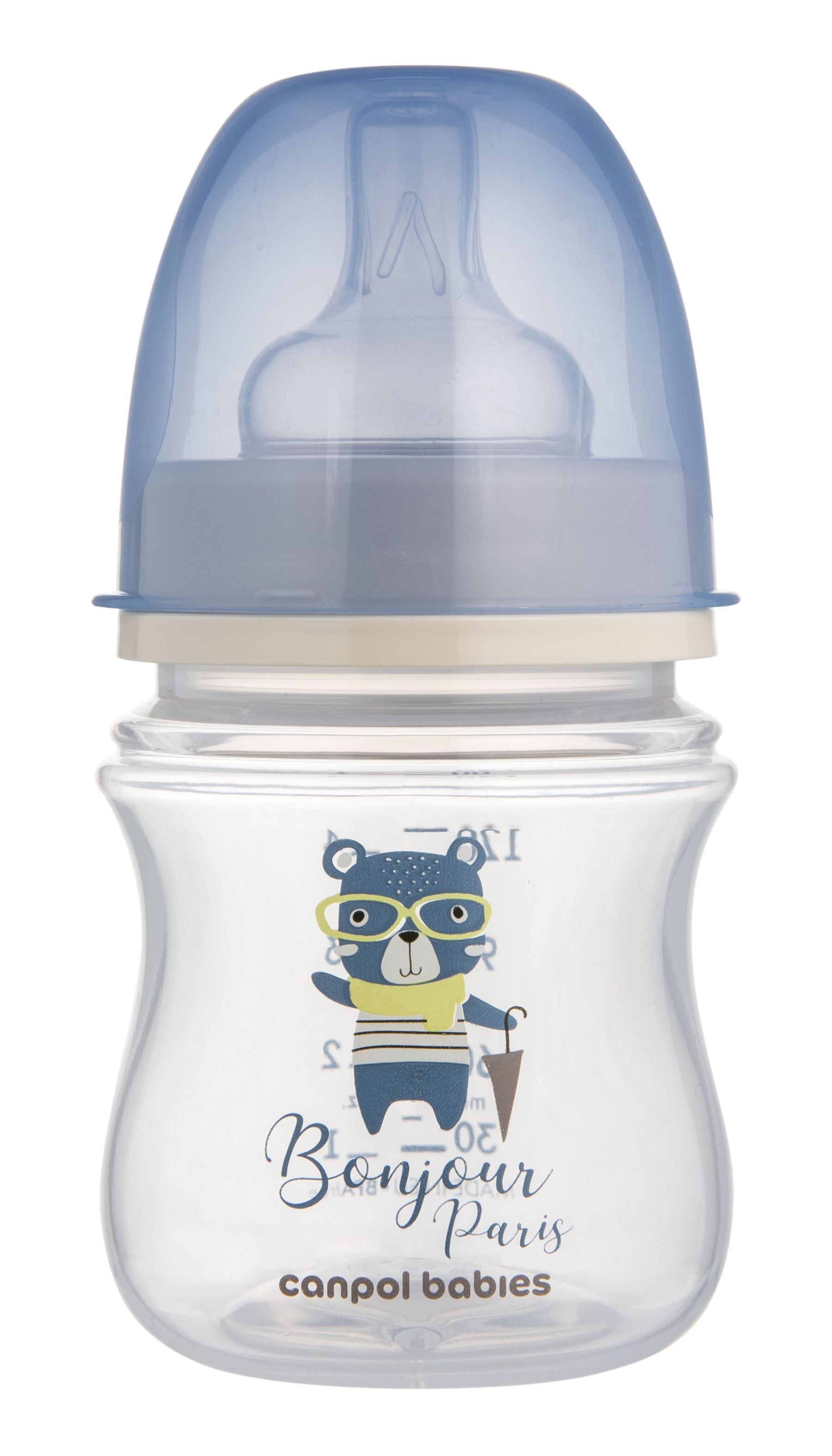 Canpol babies Пляшка антиколікова з широким отвором 120 мл PP Easystart Bonjour Paris синя