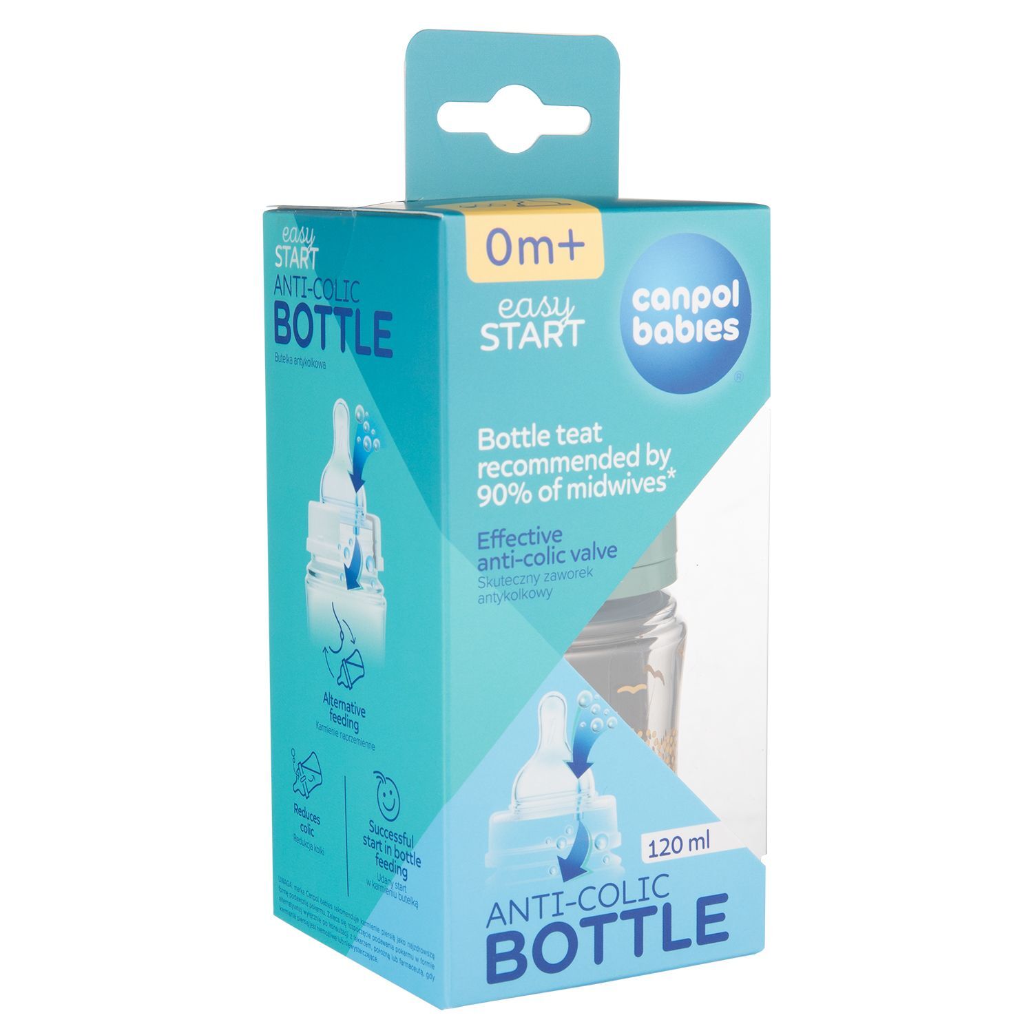 Canpol babies Пляшка антиколікова з широким отвором 120 мл Easystart MOUNTAINS - зелена