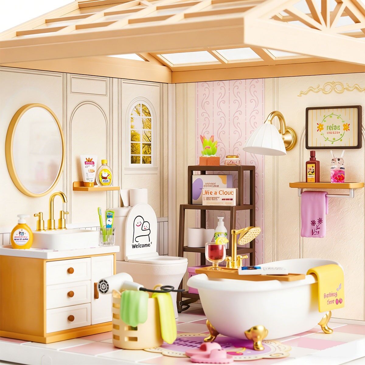 Конструктор-румбокс MINI HOUSE серії "Інтер'єр" – ВАННА КІМНАТА (світло)