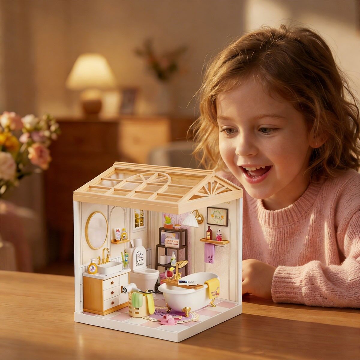 Конструктор-румбокс MINI HOUSE серії "Інтер'єр" – ВАННА КІМНАТА (світло)