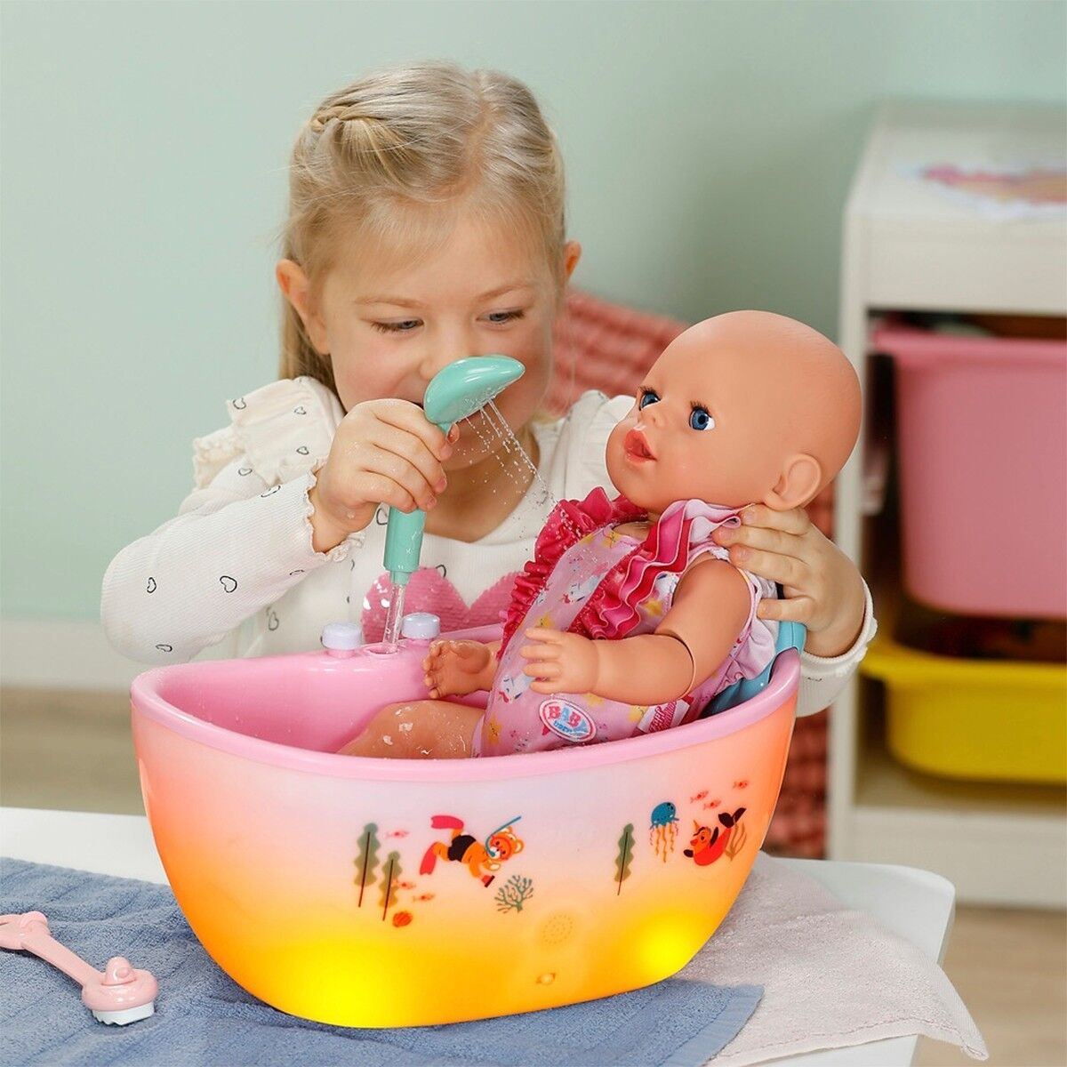 Автоматична ванночка для ляльки BABY BORN серії "Click and Play" – КАЗКОВЕ КУПАННЯ (світло, звук)