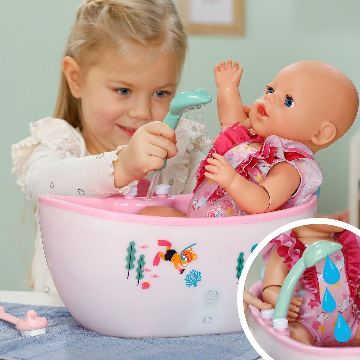 Автоматична ванночка для ляльки BABY BORN серії "Click and Play" – КАЗКОВЕ КУПАННЯ (світло, звук)