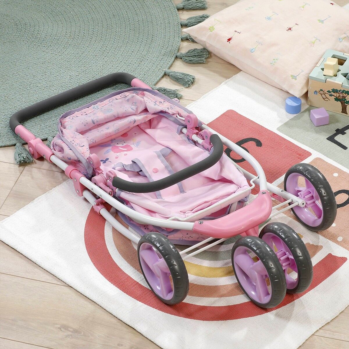 Триколісний візочок для ляльки BABY BORN – КВІТКОВИЙ СТИЛЬ ДЕЛЮКС (прогулянковий, складний)