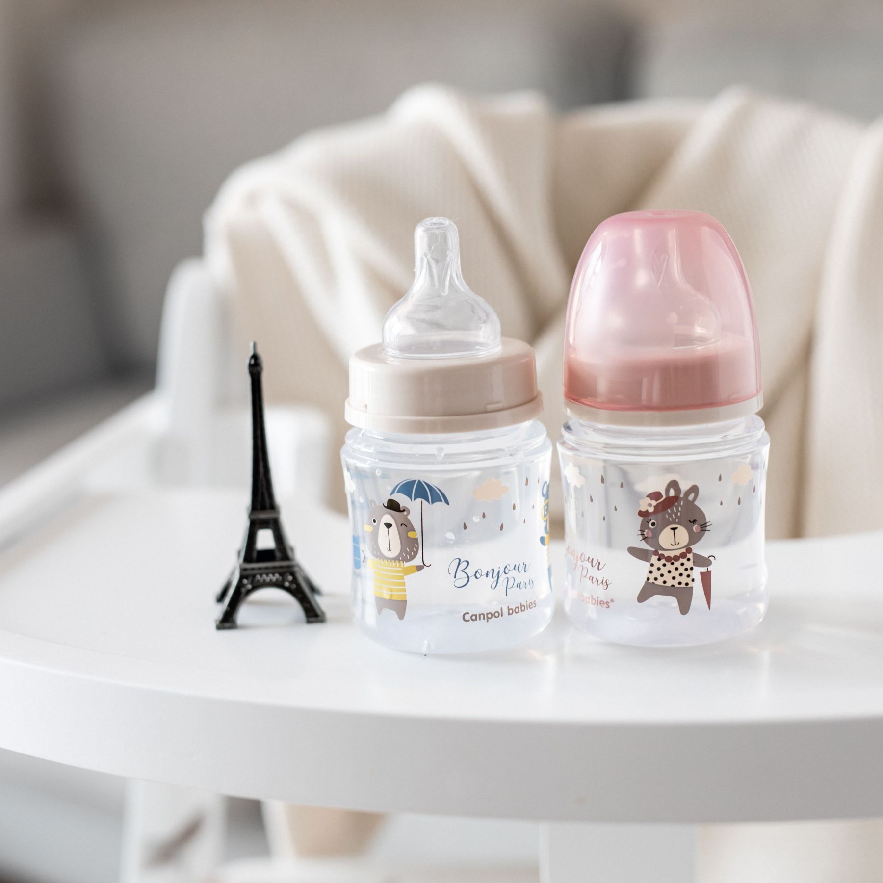 Canpol babies Пляшка антиколікова з широким отвором 120 мл PP Easystart Bonjour Paris синя