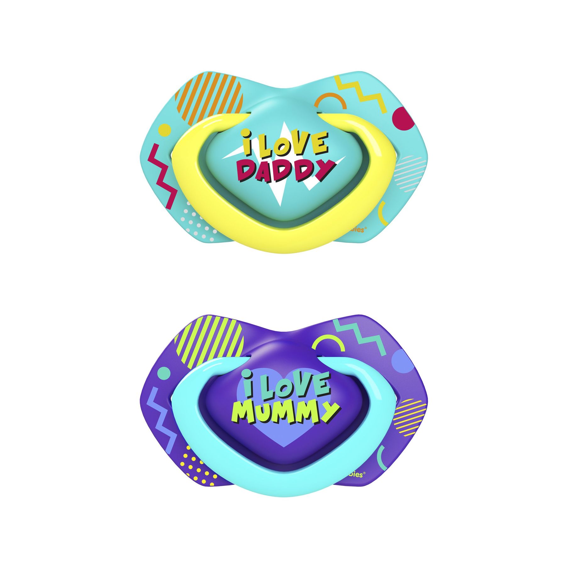 Canpol babies Пустушка силіконова симетрична 6-18 міс NEON LOVE 2 шт. - блакитна