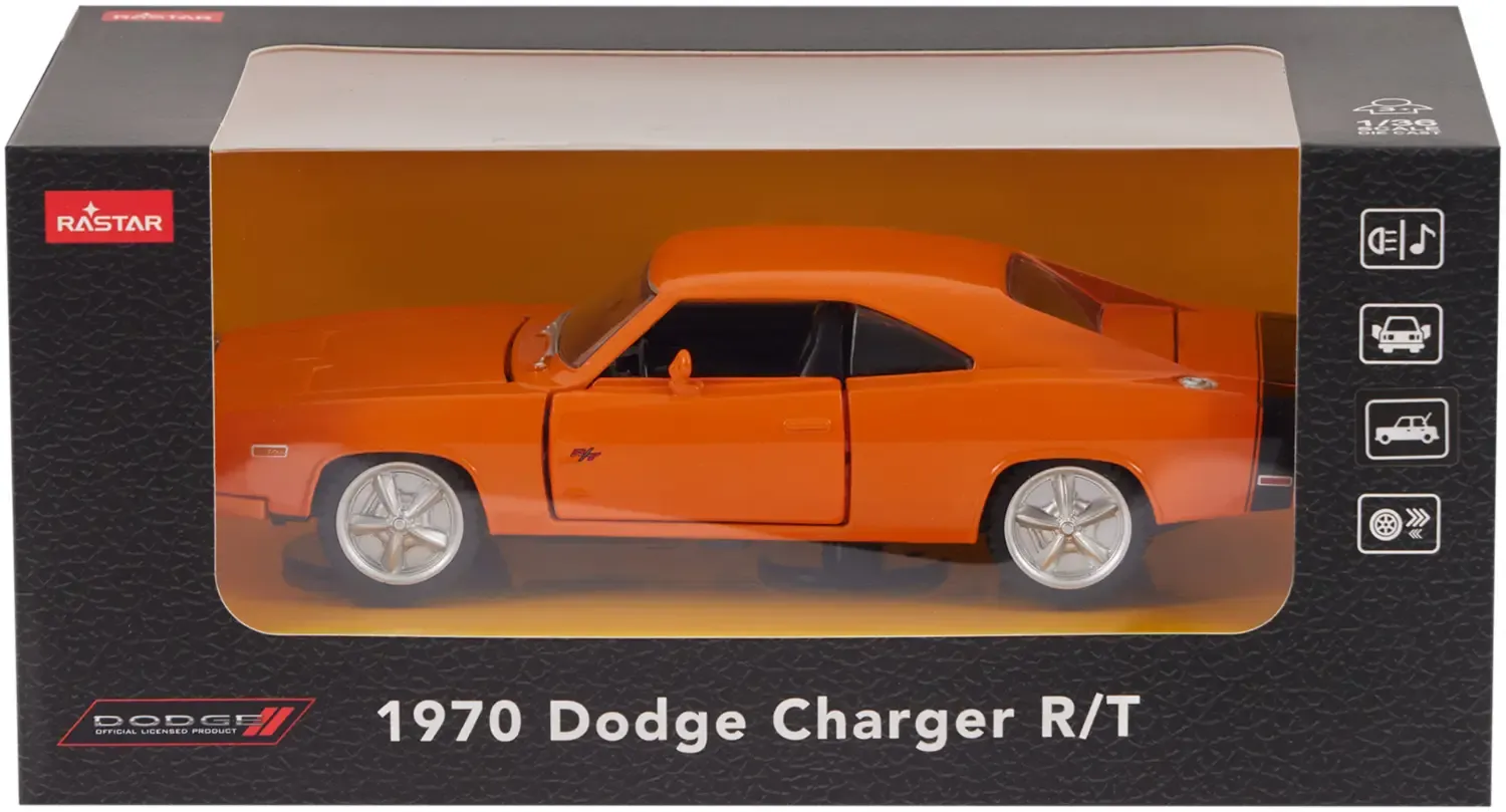Машинка Rastar 1970 Dodge Charger R/T 1:36 Помаранчевий