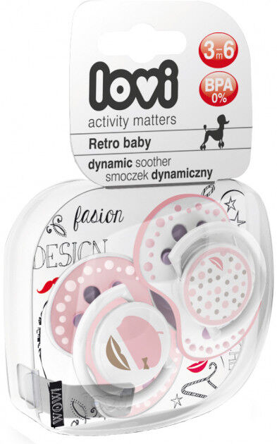 Пустушка Lovi Retro Baby силіконова динамічна 3-6 міс 2 шт (22/804girl)
