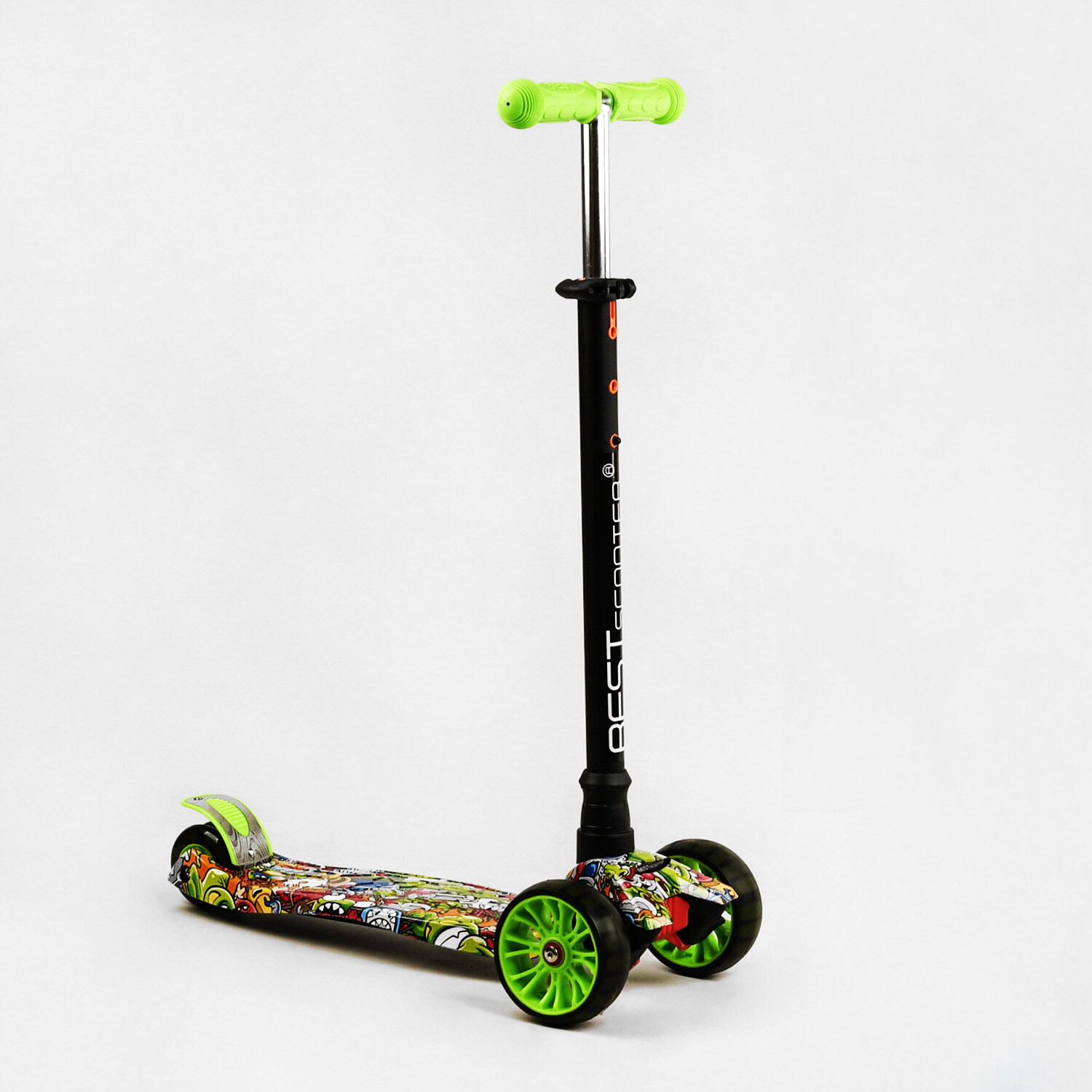 Самокат Best Scooter MAXI S 4 колеса PU СВІТЛО Graffiti 60 кг Різнокольоровий (111816)