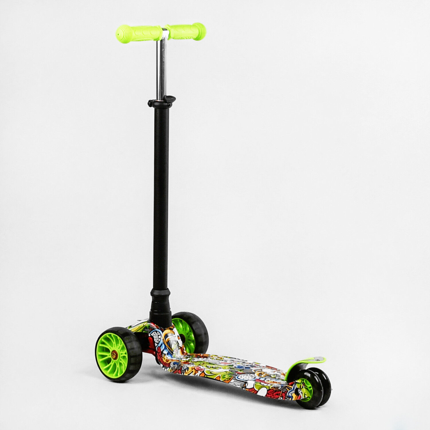 Самокат Best Scooter MAXI S 4 колеса PU СВІТЛО Graffiti 60 кг Різнокольоровий (111816)