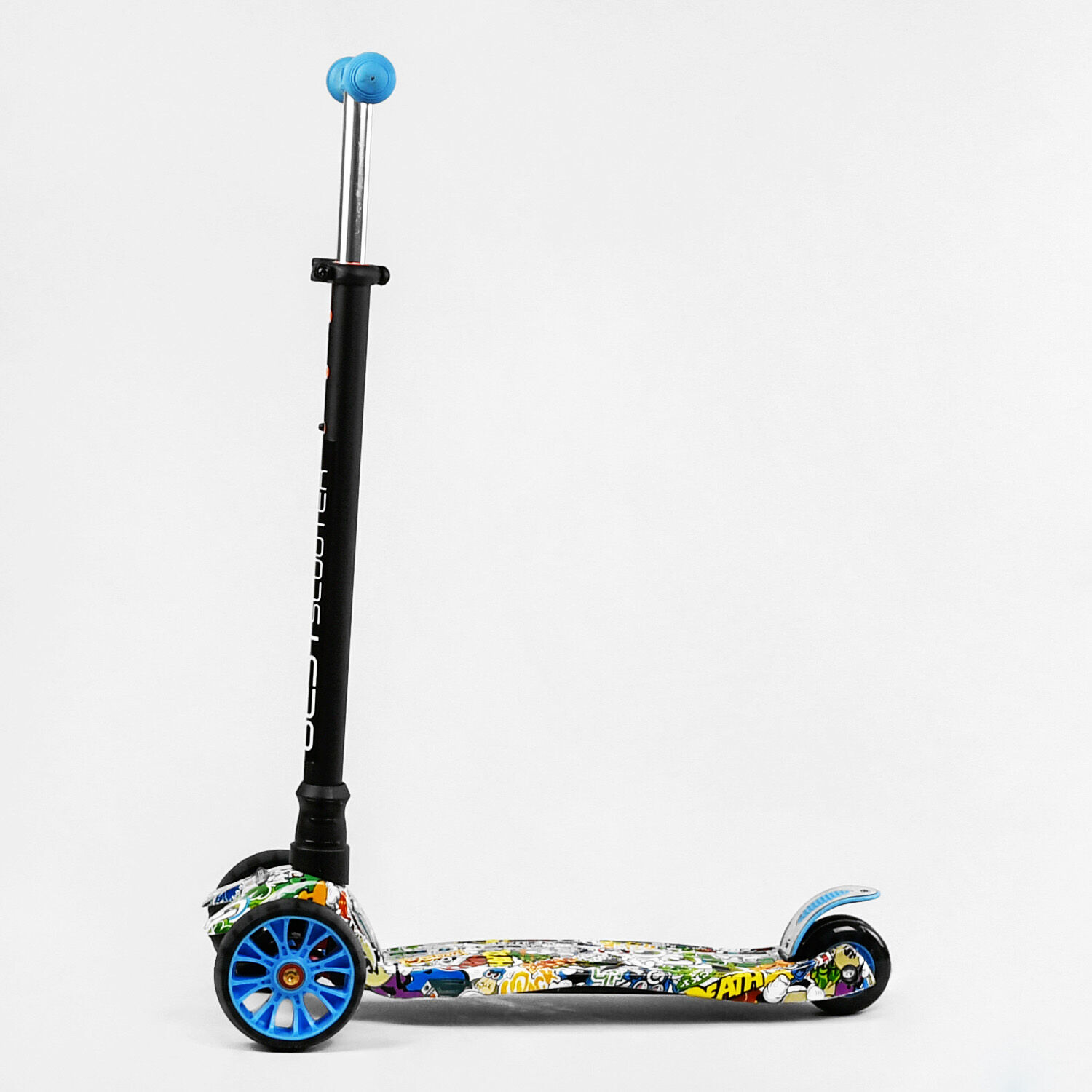 Самокат Best Scooter MAXI S 4 колеса PU СВІТЛО Graffiti 60 кг Різнокольоровий (111816)