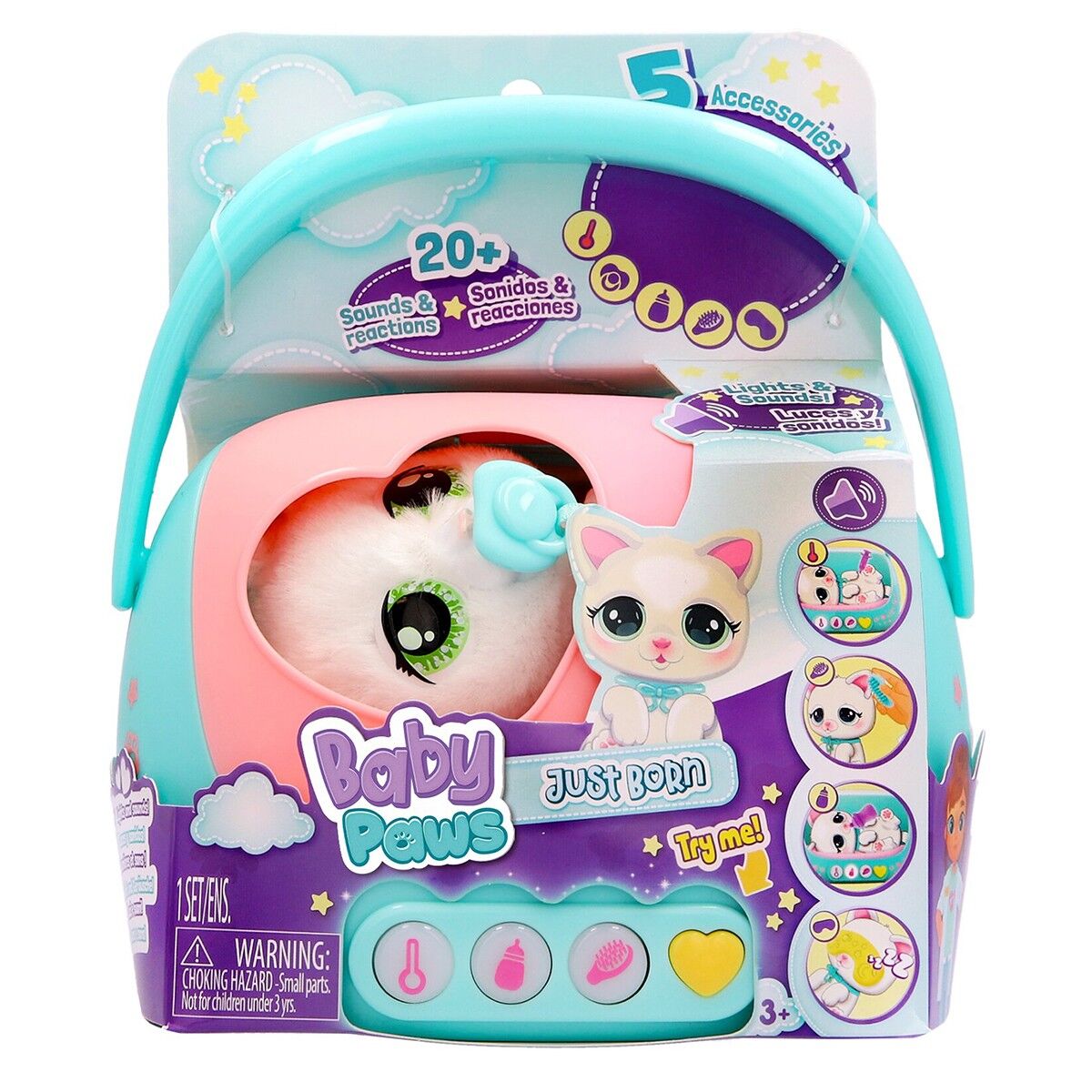 Інтерактивний ігровий набір BABY PAWS серії "Just Born" – КОШЕНЯ (з аксес.)