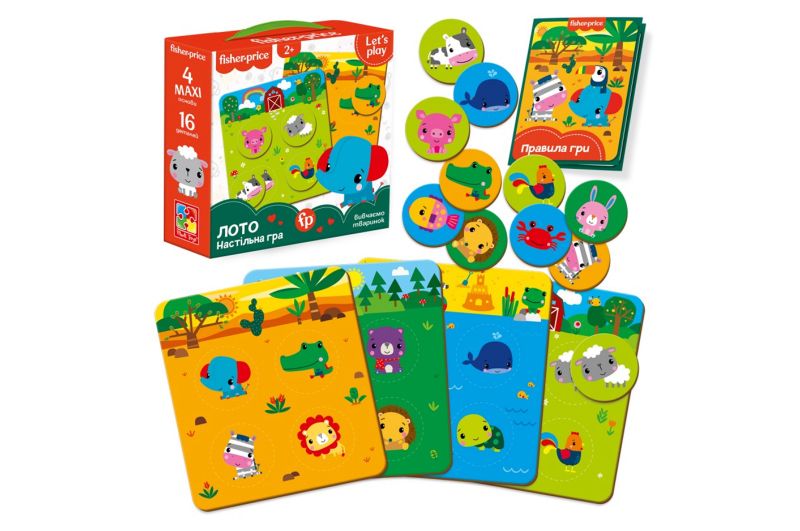 Настільна гра "Fisher Price. Лото. Вивчаємо тваринок"  VT2910-01м(укр)