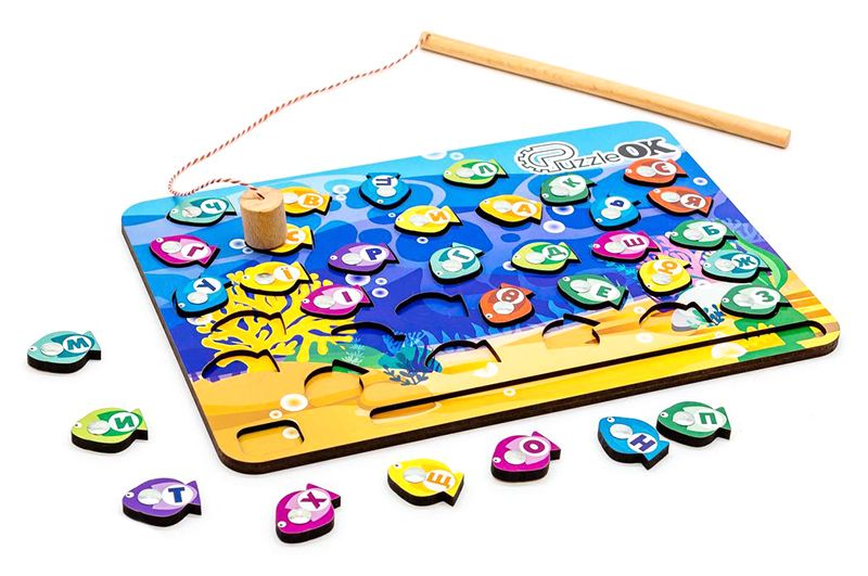 Дерев'яна іграшка "Риболовля-Абетка" АртА4-40272 PuzzleOk