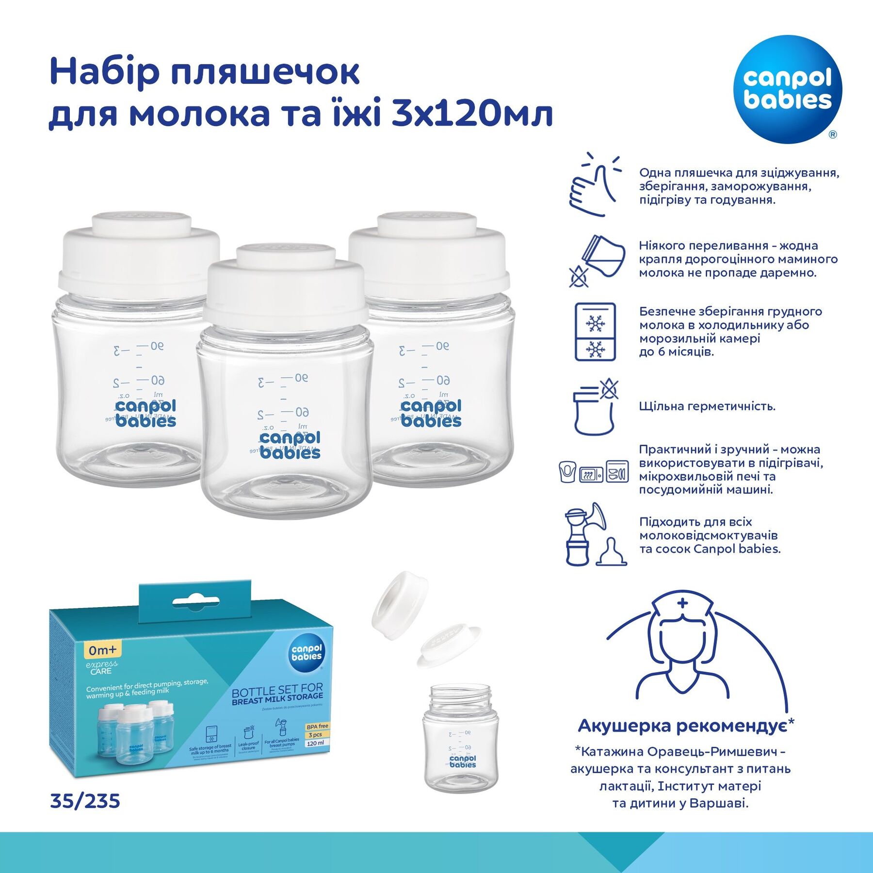 Canpol babies Набір пляшечок для молока та їжі 3х120мл