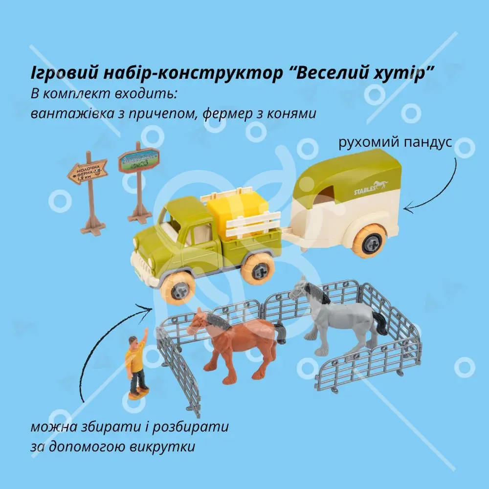 Ігровий набір OTAMANKO Веселий хутір (вантажівка з причіпом д/коней, фермер з кіньми)