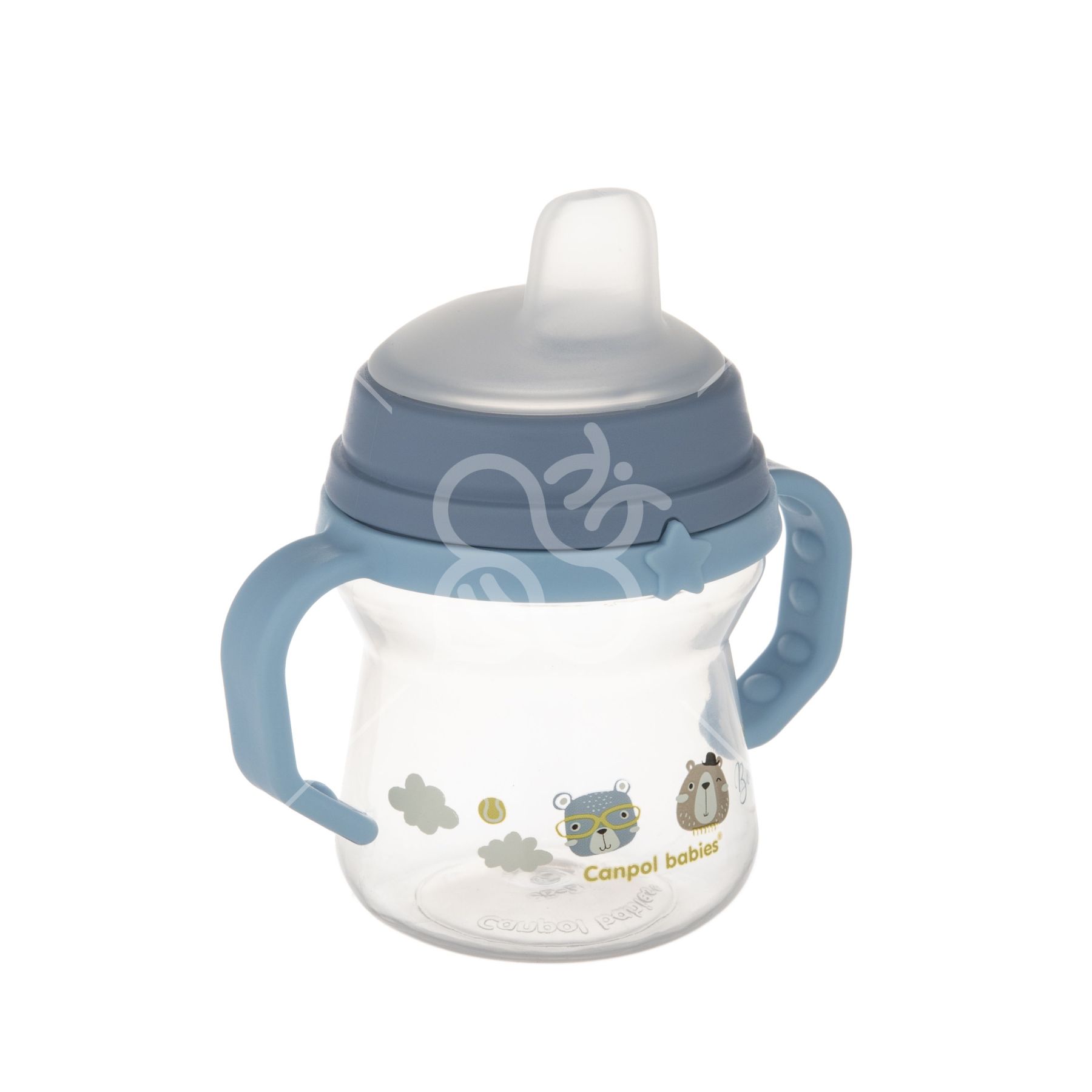 Canpol babies Кружка тренувальна з силіконовим носиком FirstCup 150 мл BONJOUR PARIS - блакитна