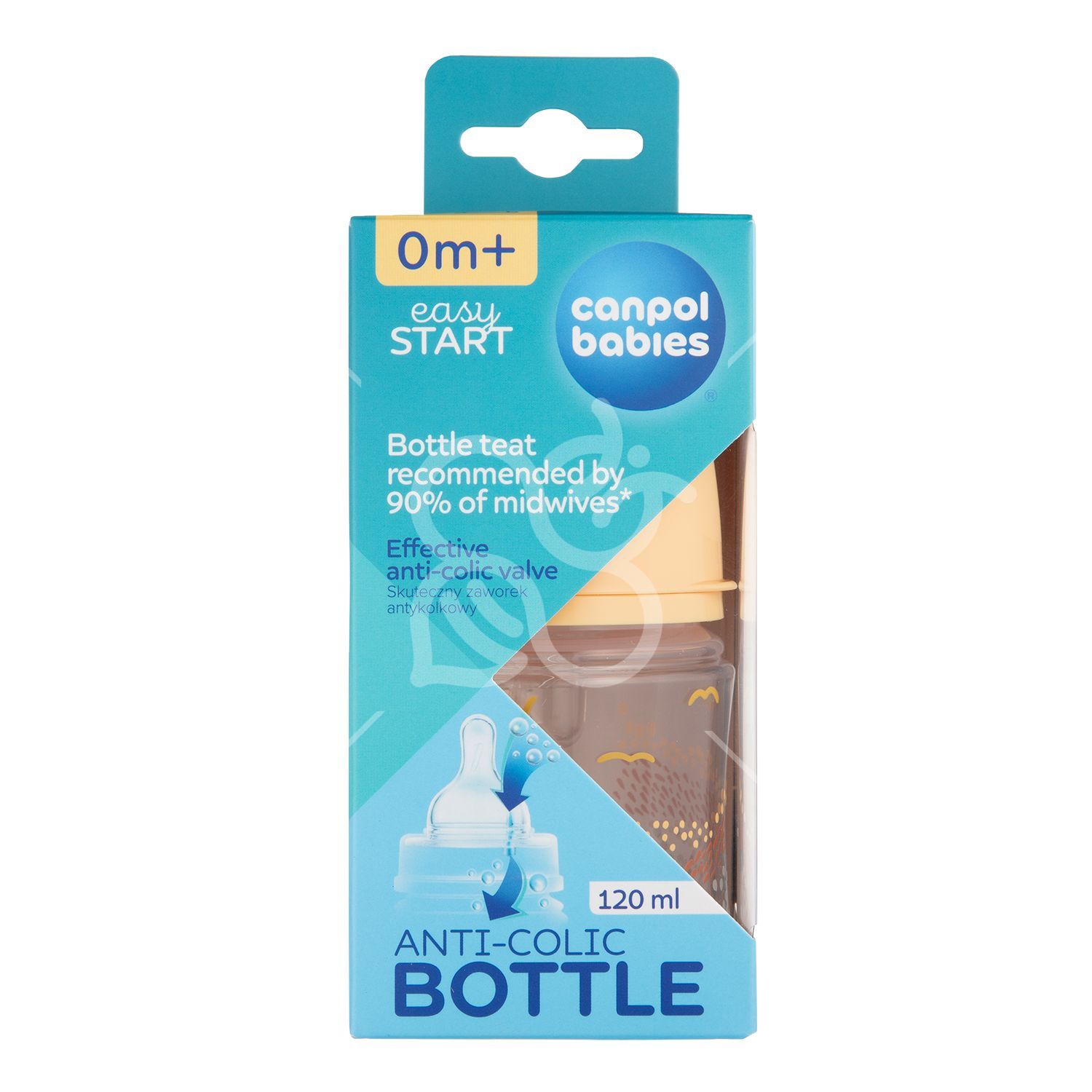 Canpol babies Пляшка антиколікова з широким отвором 120 мл Easystart MOUNTAINS - бежева