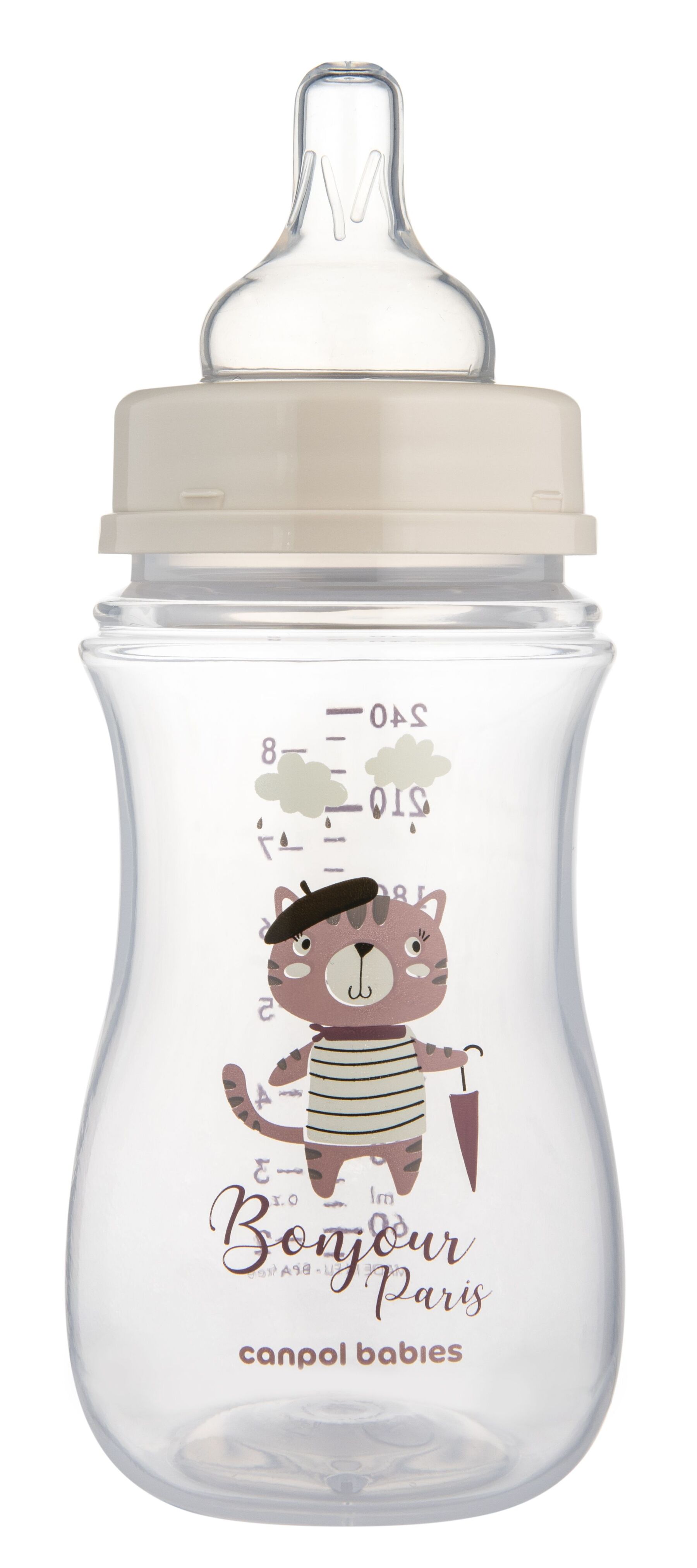 Canpol babies Пляшка антиколікова з широким отвором 240 мл PP Easystart Bonjour Paris рожева