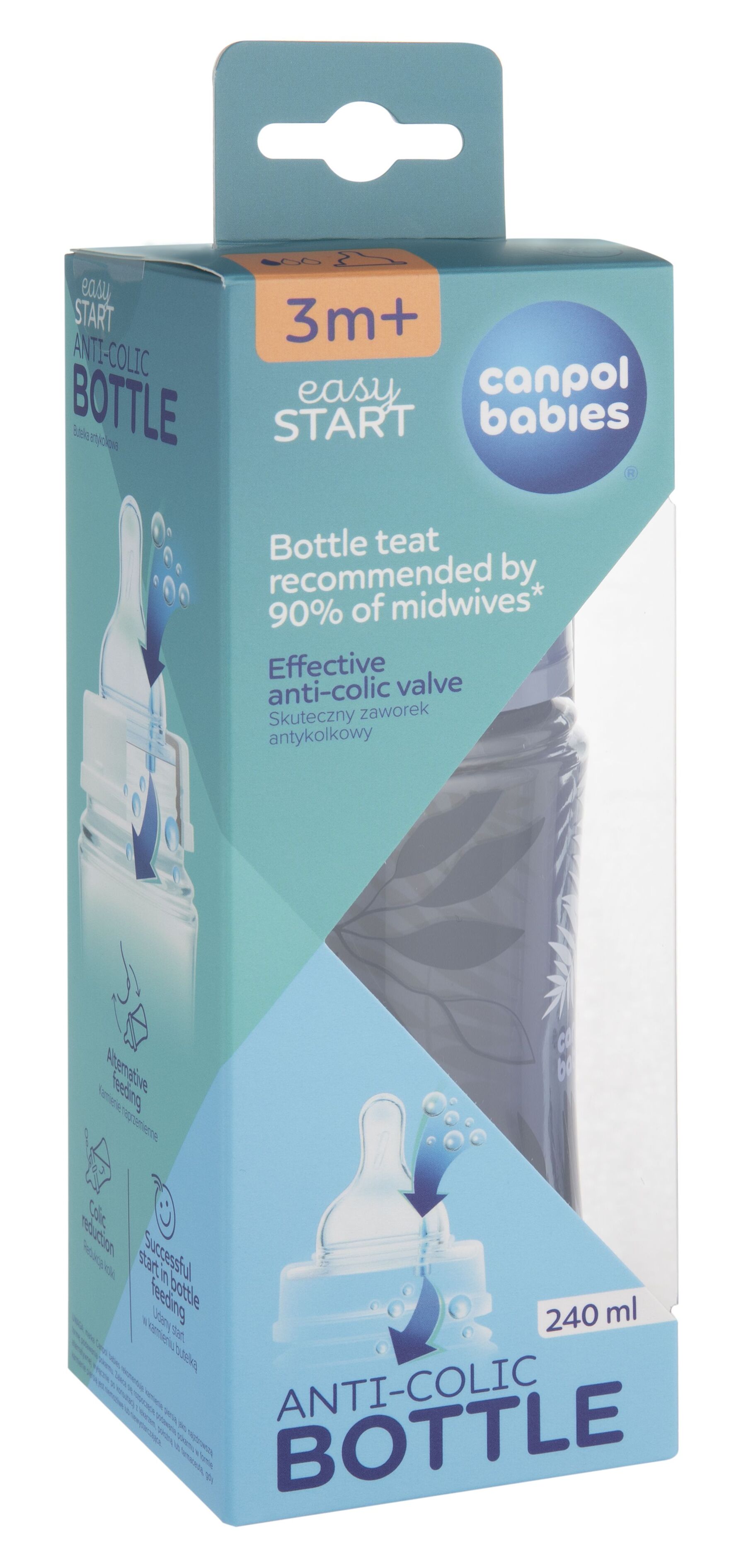 Canpol babies Пляшка антиколікова з широким отвором 240 мл Easystart GOLD - блакитна